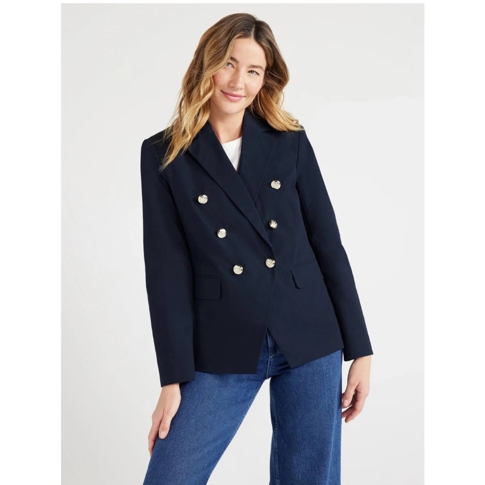 Women's Navy Double-Breasted Blazer